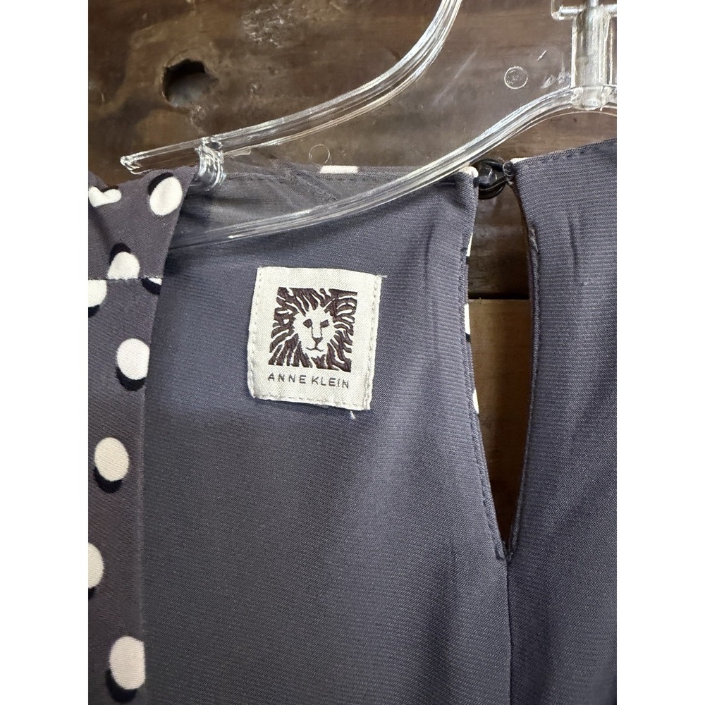 Anne Klein Polka Dot Swing Dress Gray White Polka Dots Classic Preppy - Picture 3 of 7